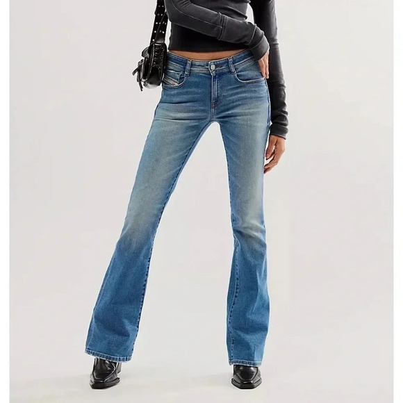 New Free People Diesel Ebbey Jeans Bootcut Flare Low Mid Rise Denim Blue - Picture 1 of 17